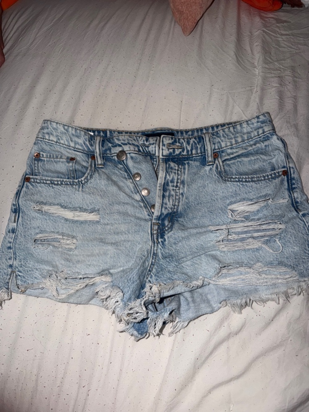 Aeropostale Light Blue Distressed Denim Jean Shorts